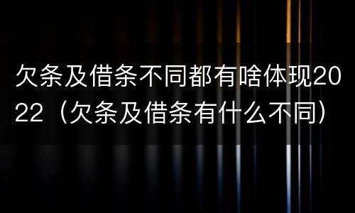 欠条及借条不同都有啥体现2022（欠条及借条有什么不同）