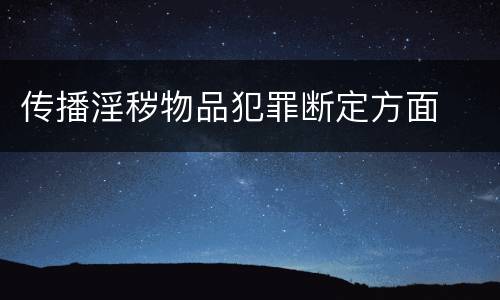 传播淫秽物品犯罪断定方面