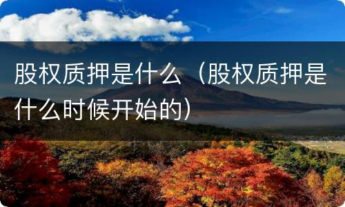 股权质押是什么（股权质押是什么时候开始的）