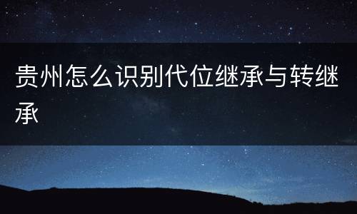 贵州怎么识别代位继承与转继承