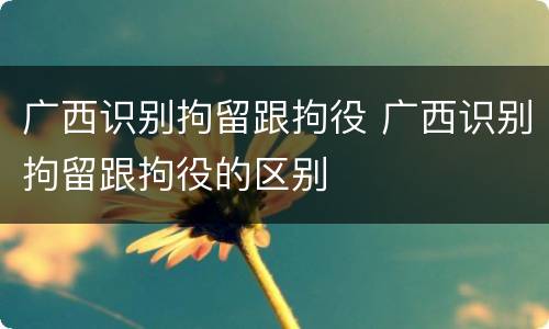 广西识别拘留跟拘役 广西识别拘留跟拘役的区别