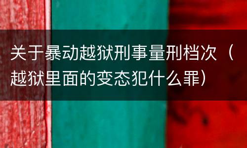 关于暴动越狱刑事量刑档次（越狱里面的变态犯什么罪）