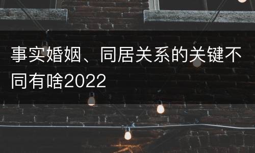 事实婚姻、同居关系的关键不同有啥2022