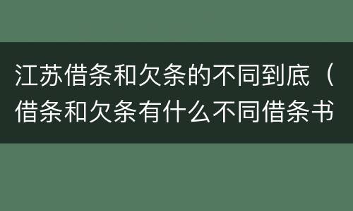 江苏借条和欠条的不同到底（借条和欠条有什么不同借条书写）