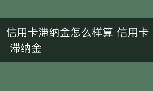 信用卡滞纳金怎么样算 信用卡 滞纳金