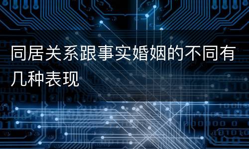 同居关系跟事实婚姻的不同有几种表现