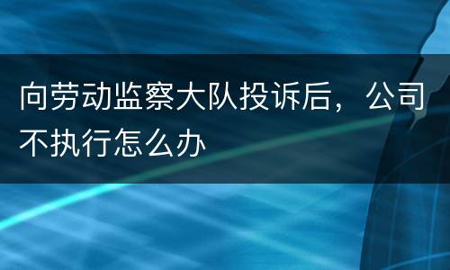 向劳动监察大队投诉后，公司不执行怎么办