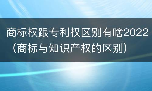 商标权跟专利权区别有啥2022（商标与知识产权的区别）