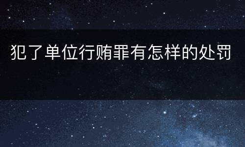 犯了单位行贿罪有怎样的处罚