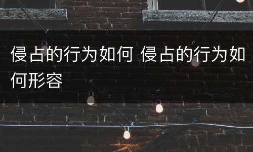 侵占的行为如何 侵占的行为如何形容