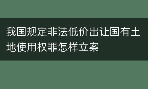 我国规定非法低价出让国有土地使用权罪怎样立案