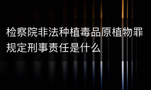 检察院非法种植毒品原植物罪规定刑事责任是什么