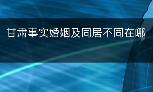 甘肃事实婚姻及同居不同在哪