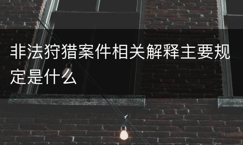 非法狩猎案件相关解释主要规定是什么