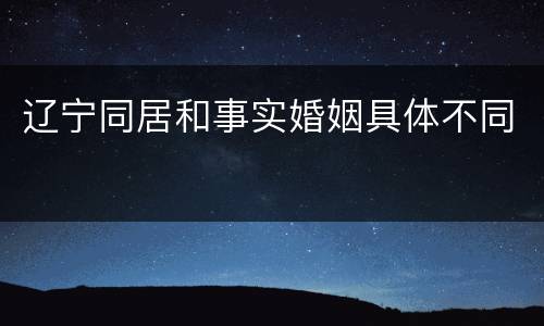 辽宁同居和事实婚姻具体不同