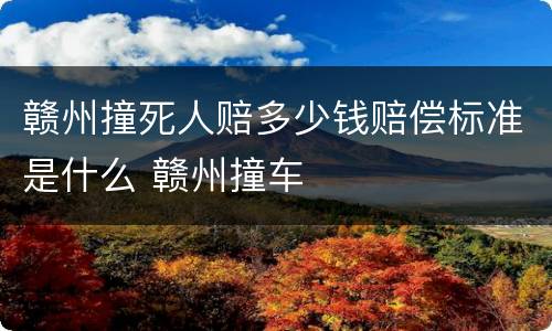 赣州撞死人赔多少钱赔偿标准是什么 赣州撞车