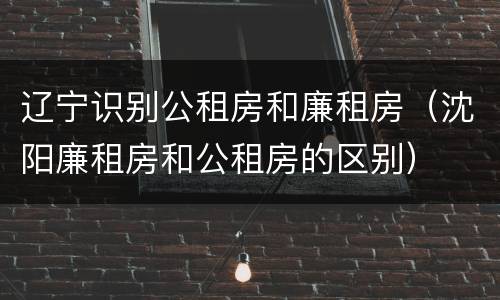 辽宁识别公租房和廉租房（沈阳廉租房和公租房的区别）