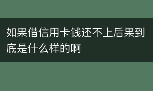 如果借信用卡钱还不上后果到底是什么样的啊