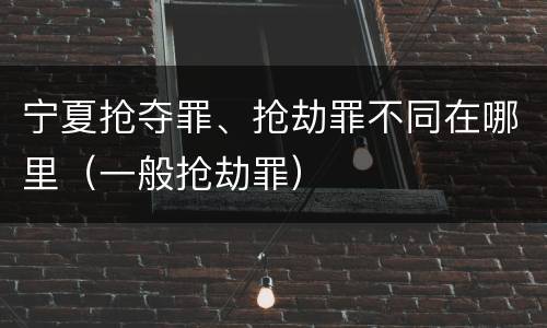 宁夏抢夺罪、抢劫罪不同在哪里（一般抢劫罪）