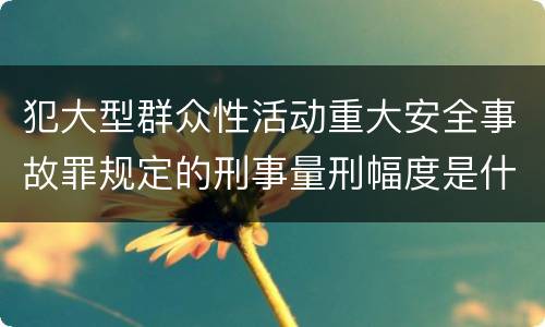 犯大型群众性活动重大安全事故罪规定的刑事量刑幅度是什么