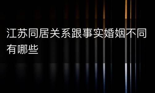 江苏同居关系跟事实婚姻不同有哪些
