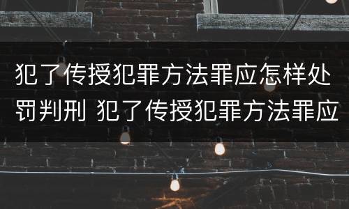 犯了传授犯罪方法罪应怎样处罚判刑 犯了传授犯罪方法罪应怎样处罚判刑案例