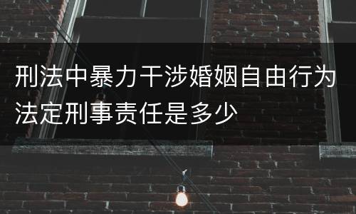 刑法中暴力干涉婚姻自由行为法定刑事责任是多少