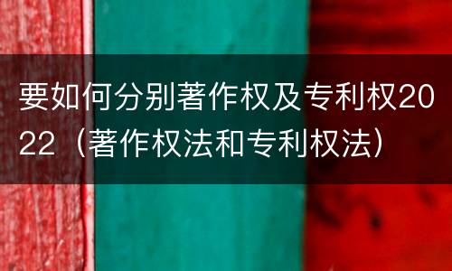 要如何分别著作权及专利权2022（著作权法和专利权法）