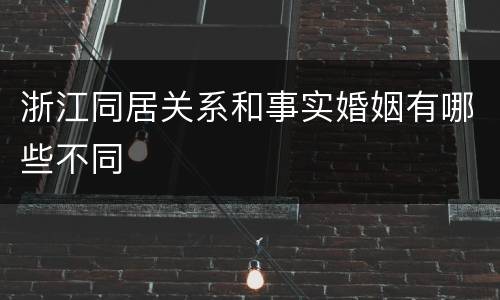 浙江同居关系和事实婚姻有哪些不同