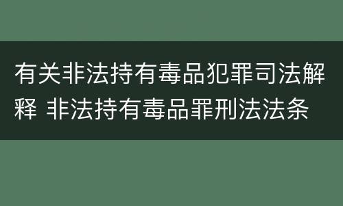 有关非法持有毒品犯罪司法解释 非法持有毒品罪刑法法条