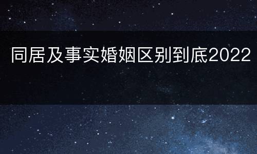 同居及事实婚姻区别到底2022