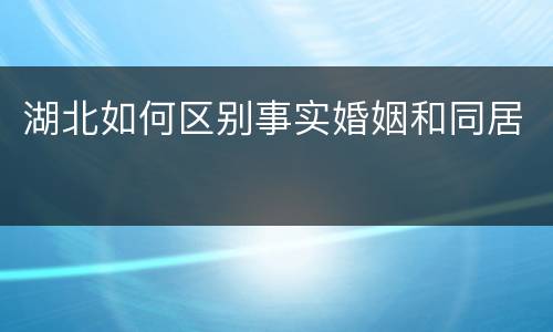 湖北如何区别事实婚姻和同居