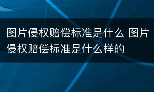图片侵权赔偿标准是什么 图片侵权赔偿标准是什么样的
