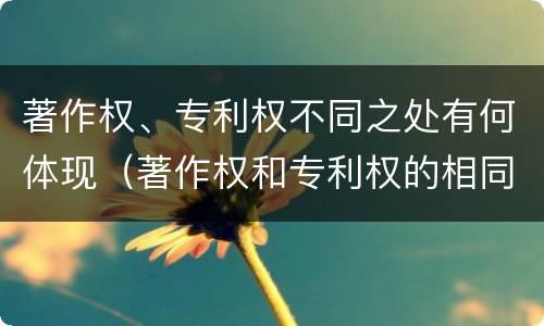 著作权、专利权不同之处有何体现（著作权和专利权的相同）