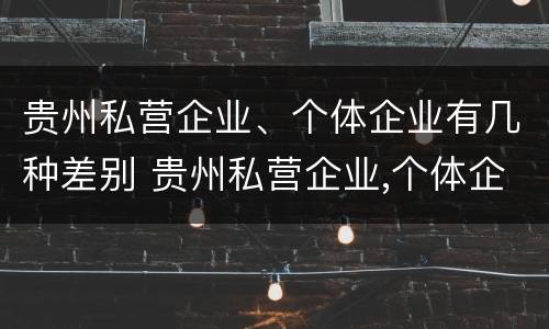 贵州私营企业、个体企业有几种差别 贵州私营企业,个体企业有几种差别