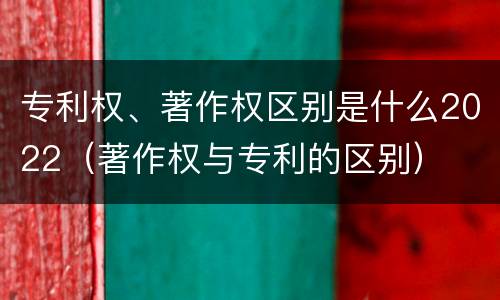 专利权、著作权区别是什么2022（著作权与专利的区别）