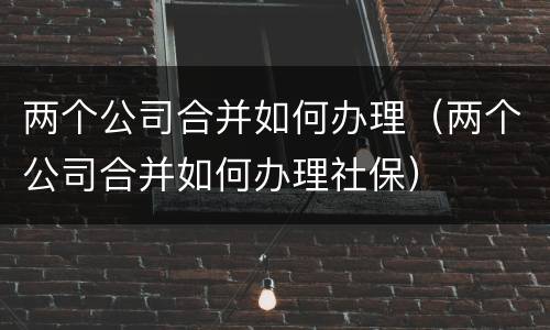 两个公司合并如何办理（两个公司合并如何办理社保）