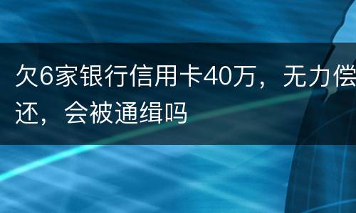 欠6家银行信用卡40万，无力偿还，会被通缉吗