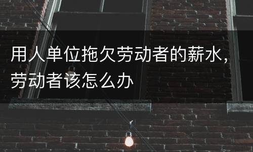 用人单位拖欠劳动者的薪水，劳动者该怎么办