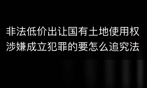 非法低价出让国有土地使用权涉嫌成立犯罪的要怎么追究法律责任