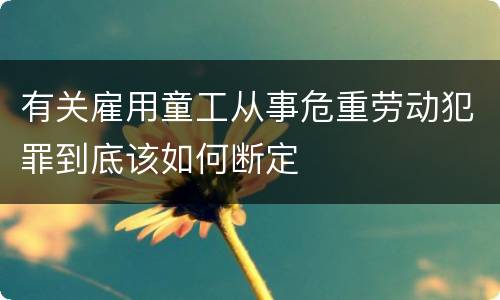 有关雇用童工从事危重劳动犯罪到底该如何断定