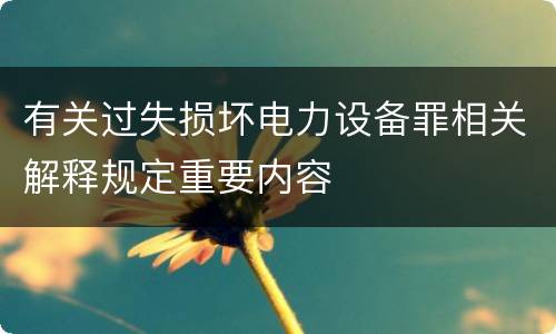 有关过失损坏电力设备罪相关解释规定重要内容