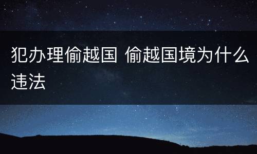 犯办理偷越国 偷越国境为什么违法