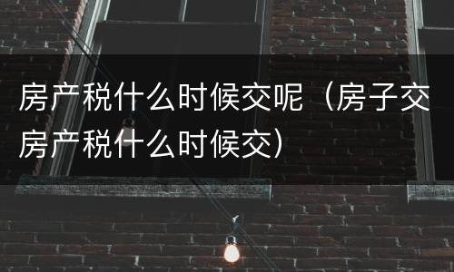 房产税什么时候交呢（房子交房产税什么时候交）