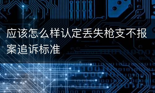 应该怎么样认定丢失枪支不报案追诉标准