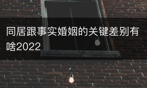 同居跟事实婚姻的关键差别有啥2022
