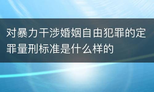 对暴力干涉婚姻自由犯罪的定罪量刑标准是什么样的