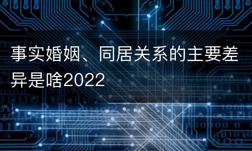 事实婚姻、同居关系的主要差异是啥2022