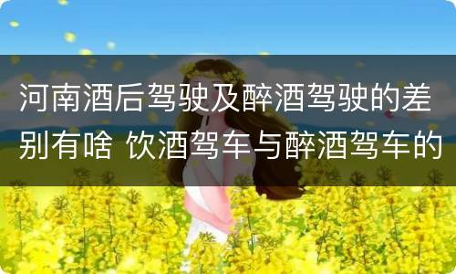 河南酒后驾驶及醉酒驾驶的差别有啥 饮酒驾车与醉酒驾车的区别