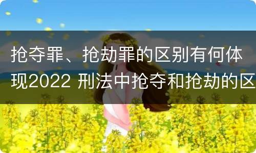 抢夺罪、抢劫罪的区别有何体现2022 刑法中抢夺和抢劫的区别